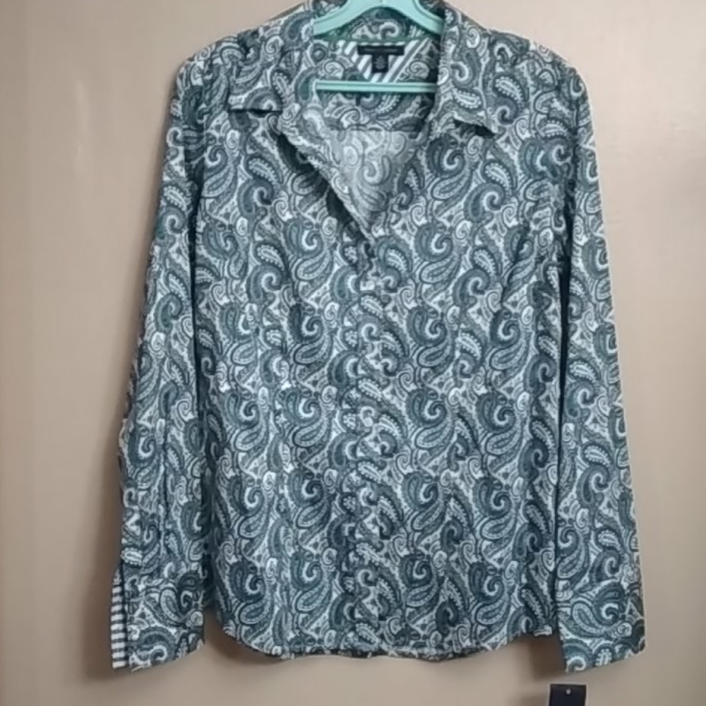 Women's Tommy Hilfiger Teal Paisley blouse